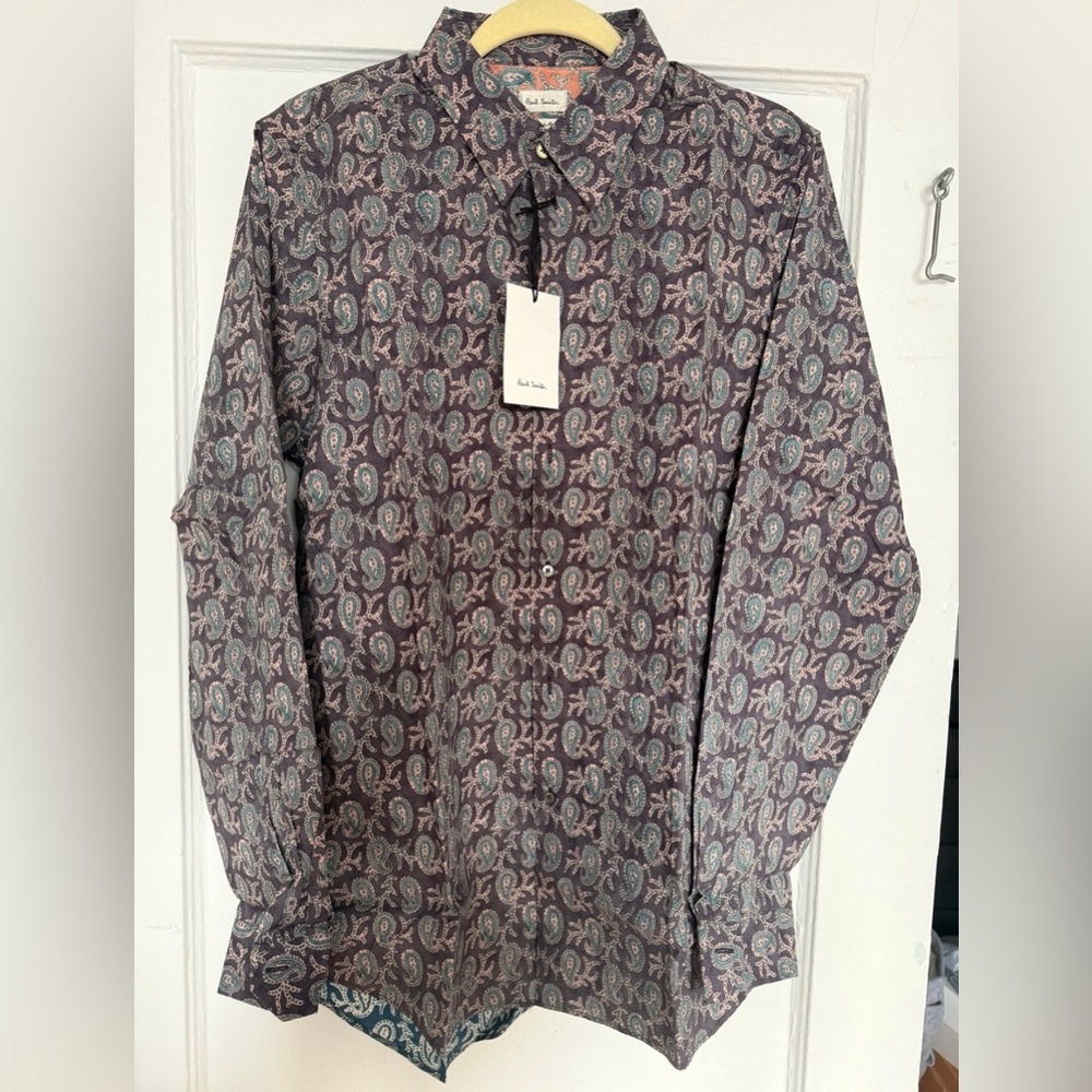 Paul Smith Gray and Green Casual Button Down Shirt